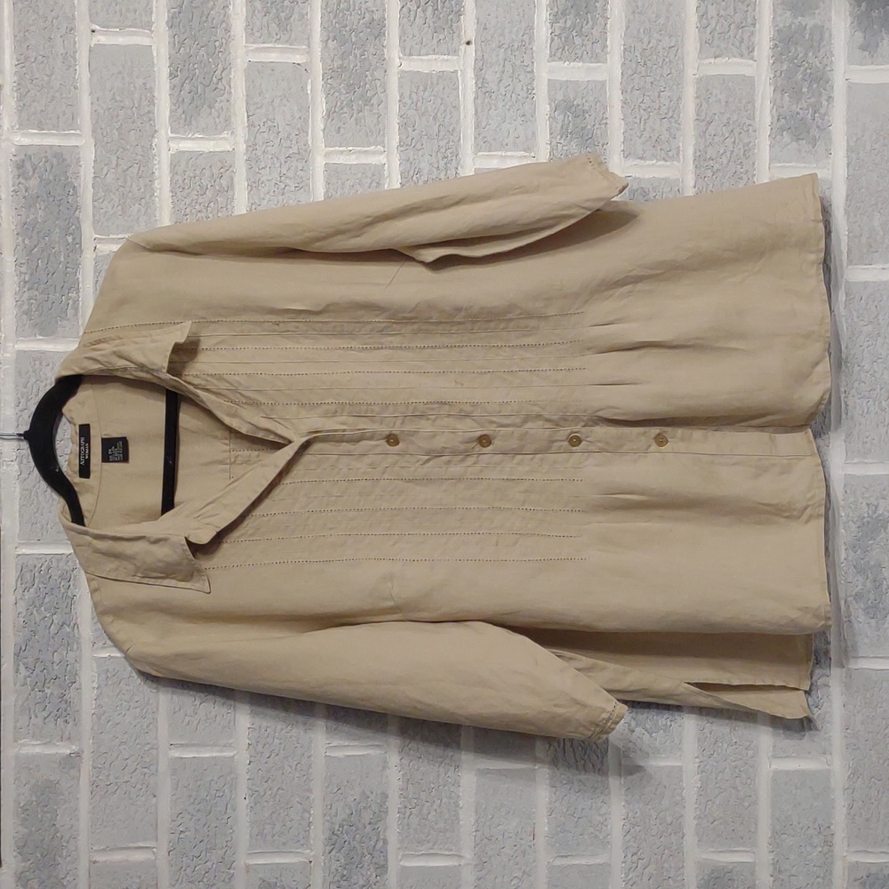 100% Linen Autograph Woman Button Down Collared Blouse Size 3X